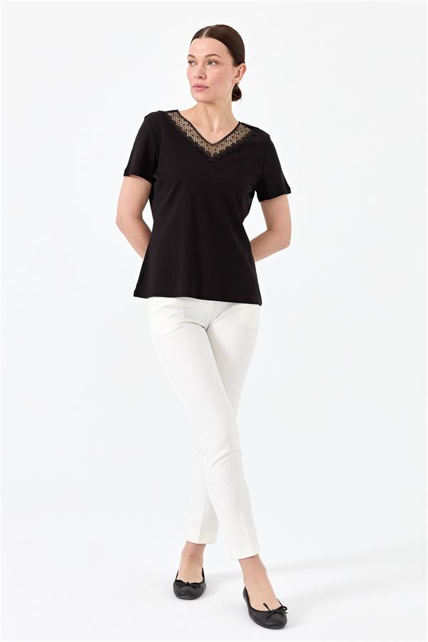 Womens V Neck T-Shirt Black