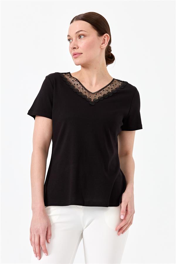 Womens V Neck T-Shirt Black