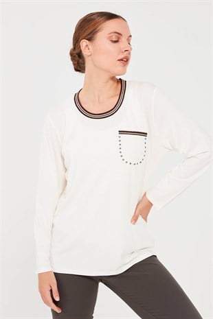 Женский хлопковый топ цвета кости