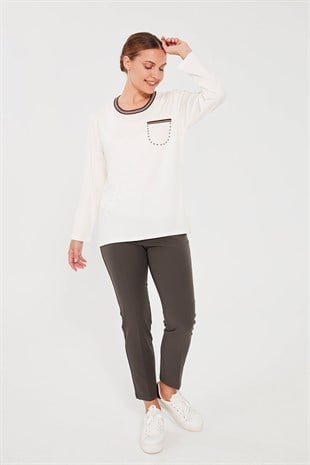 Женский хлопковый топ цвета кости