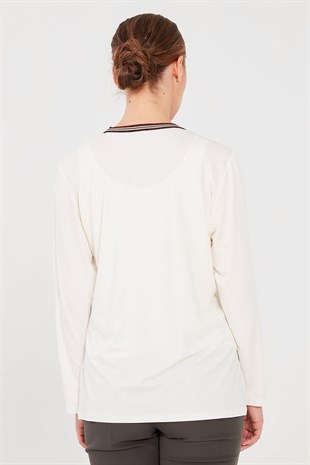 Женский хлопковый топ цвета кости