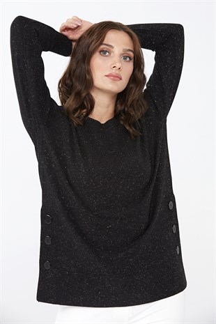 Женский свитер с круглым вырезом черный