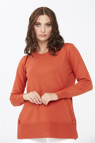Womens Crew Neckline Sweater Orange