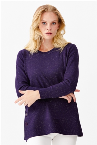 Женский свитер с люрексом снизу и по покам фиолетовый 