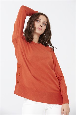 Womens Crew Neckline Sweater Orange