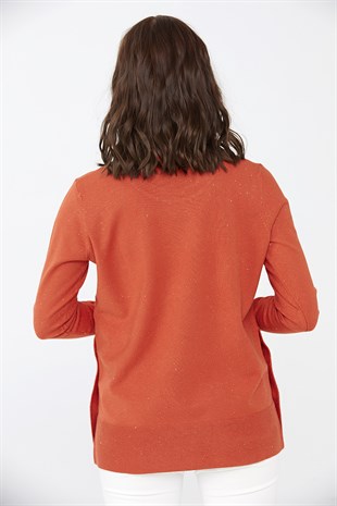 Womens Crew Neckline Sweater Orange