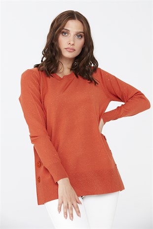 Womens Crew Neckline Sweater Orange