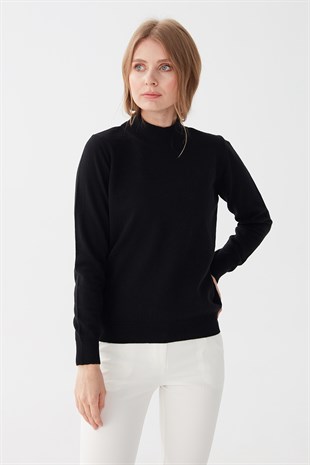Женский свитер с имитацией черепахой, черный