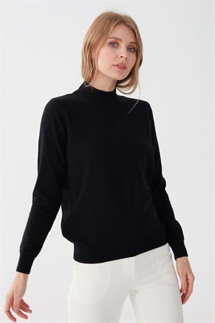 Женский свитер с имитацией черепахой, черный