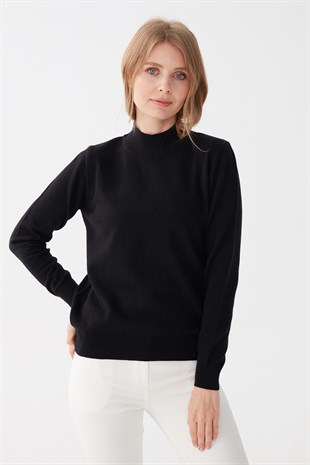 Женский свитер с имитацией черепахой, черный