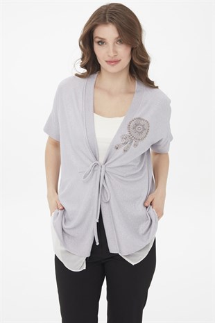 Женский летний жакет серебристого цвета