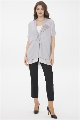 Женский летний жакет серебристого цвета