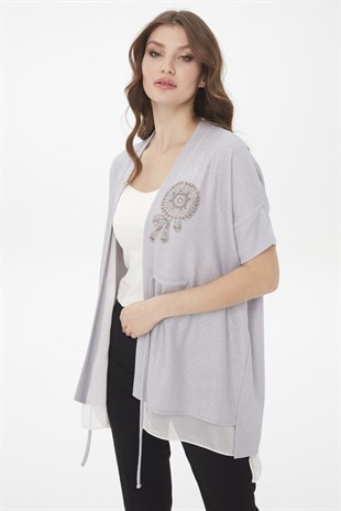 Женский летний жакет серебристого цвета