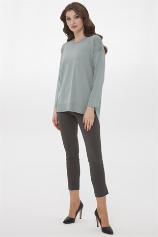 Женская трикотажная лентяя блуза мятного цвета