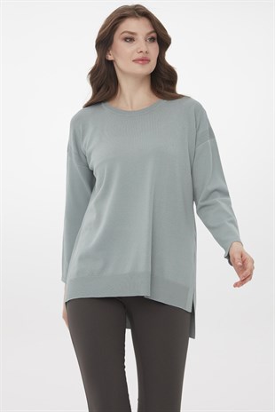 Женская трикотажная лентяя блуза мятного цвета