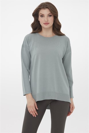 Женская трикотажная лентяя блуза мятного цвета