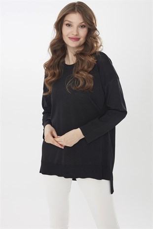 Женская трикотажная лентяя блуза черного цвета