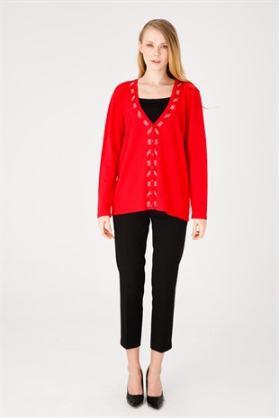 Женский трикотаж Кардиган красный