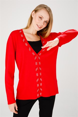 Женский трикотаж Кардиган красный