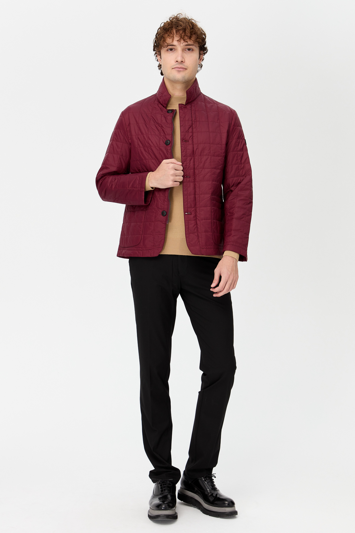 Burgundy quilted 2024 jacket mens