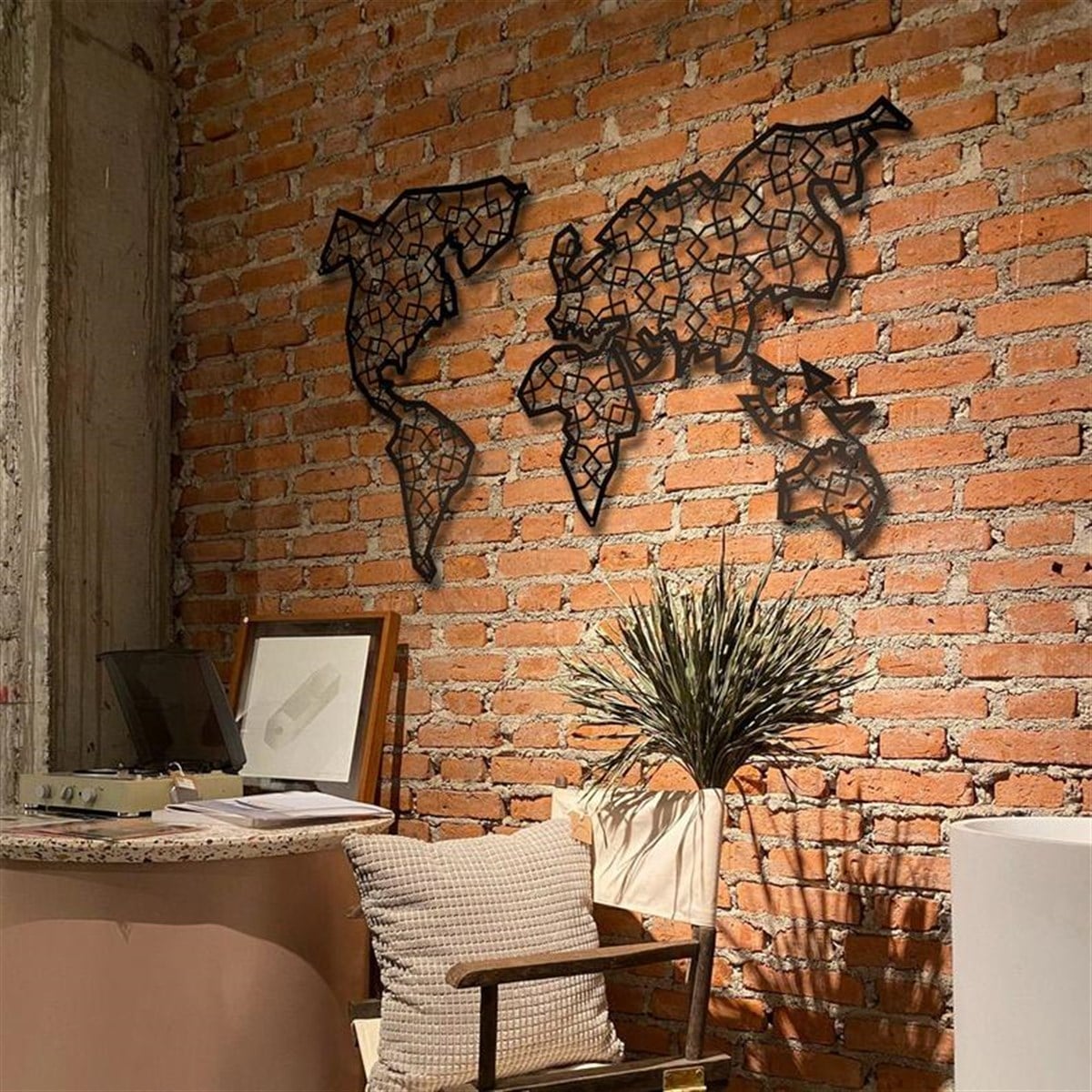 Carte du Monde Décoration Murale en Métal