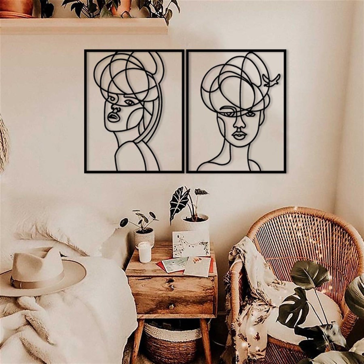 2 Piéces Femme Décoration Murale Metallique