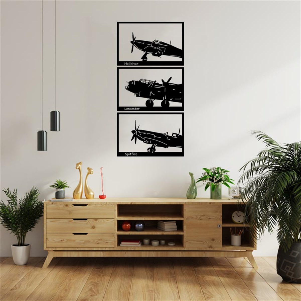 3 Piéces Avion Décoration Murale Metallique