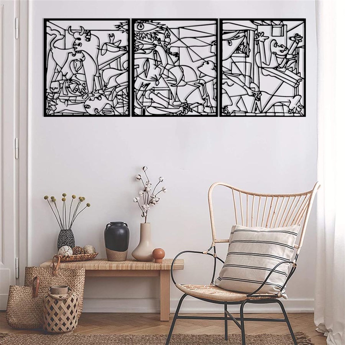 3 Piéces Picasso Guernia Décoration Murale Metallique