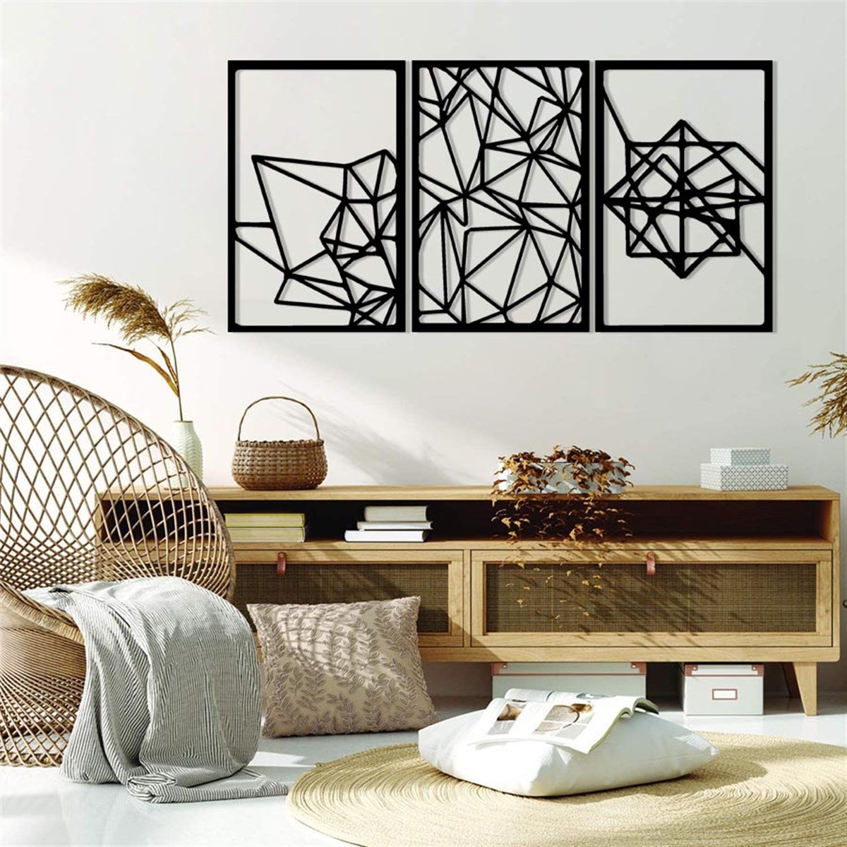 3 Pièces Abstrait Décoration Murale Metallique