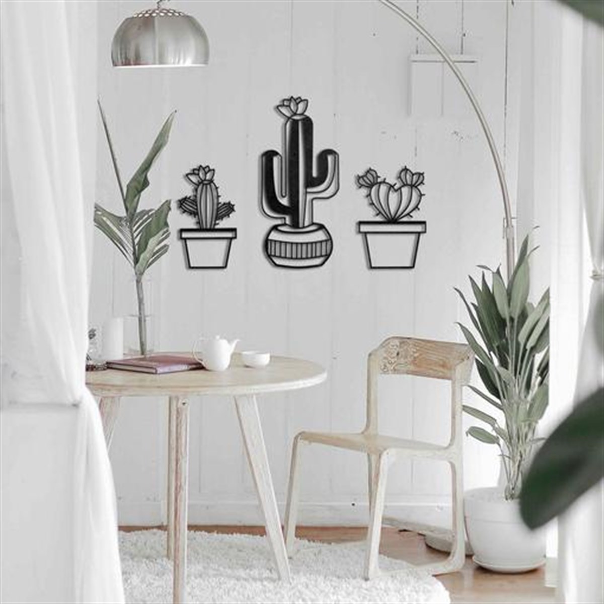 3 Pieces Cactüs Décoration Murale en Métal