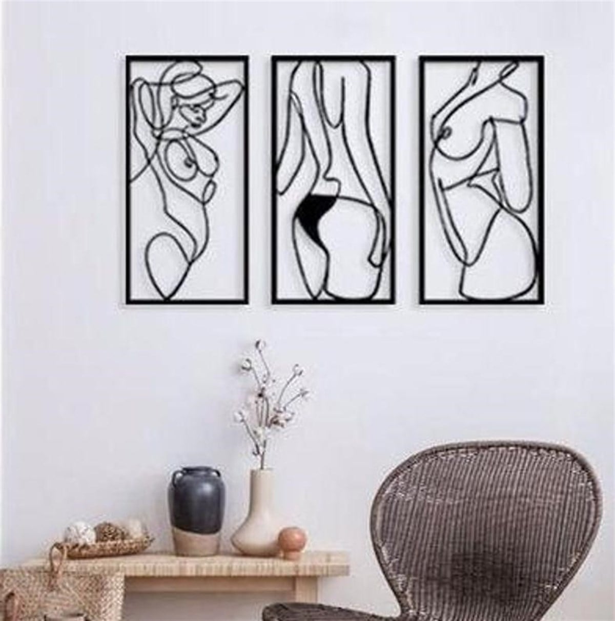 3 Pièces Femmes 3 Décoration Murale Metallique