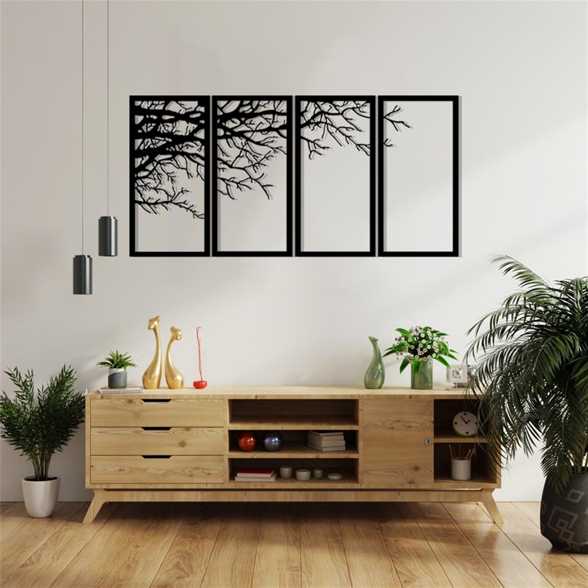 4 Piéces Branche D'arbre Décoration Muralle Metallique