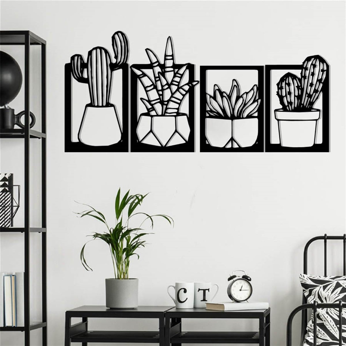 4 Piéces Cactus Décoration Murale Metallique