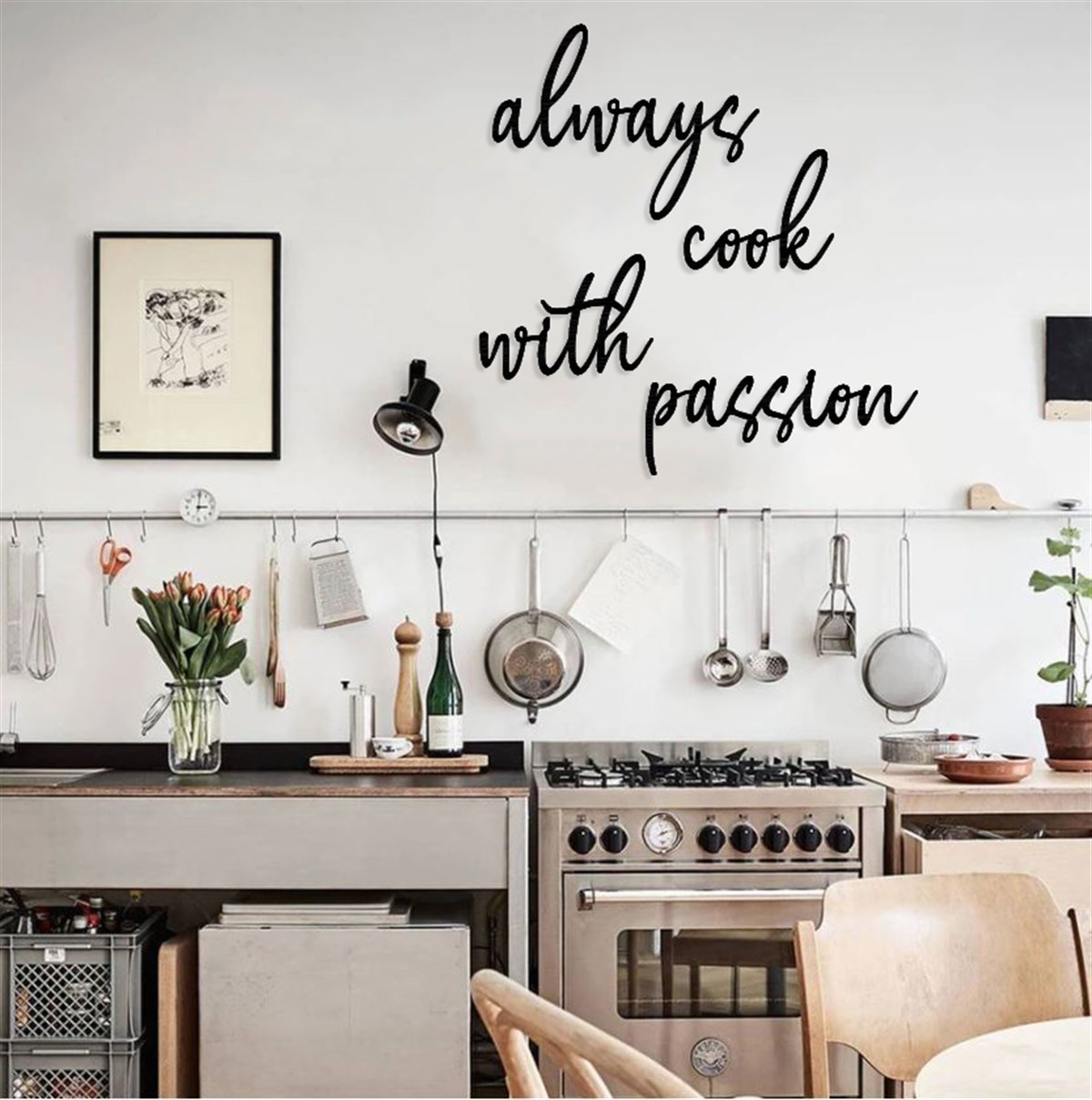 Always Cook With Passion Texte Mural
