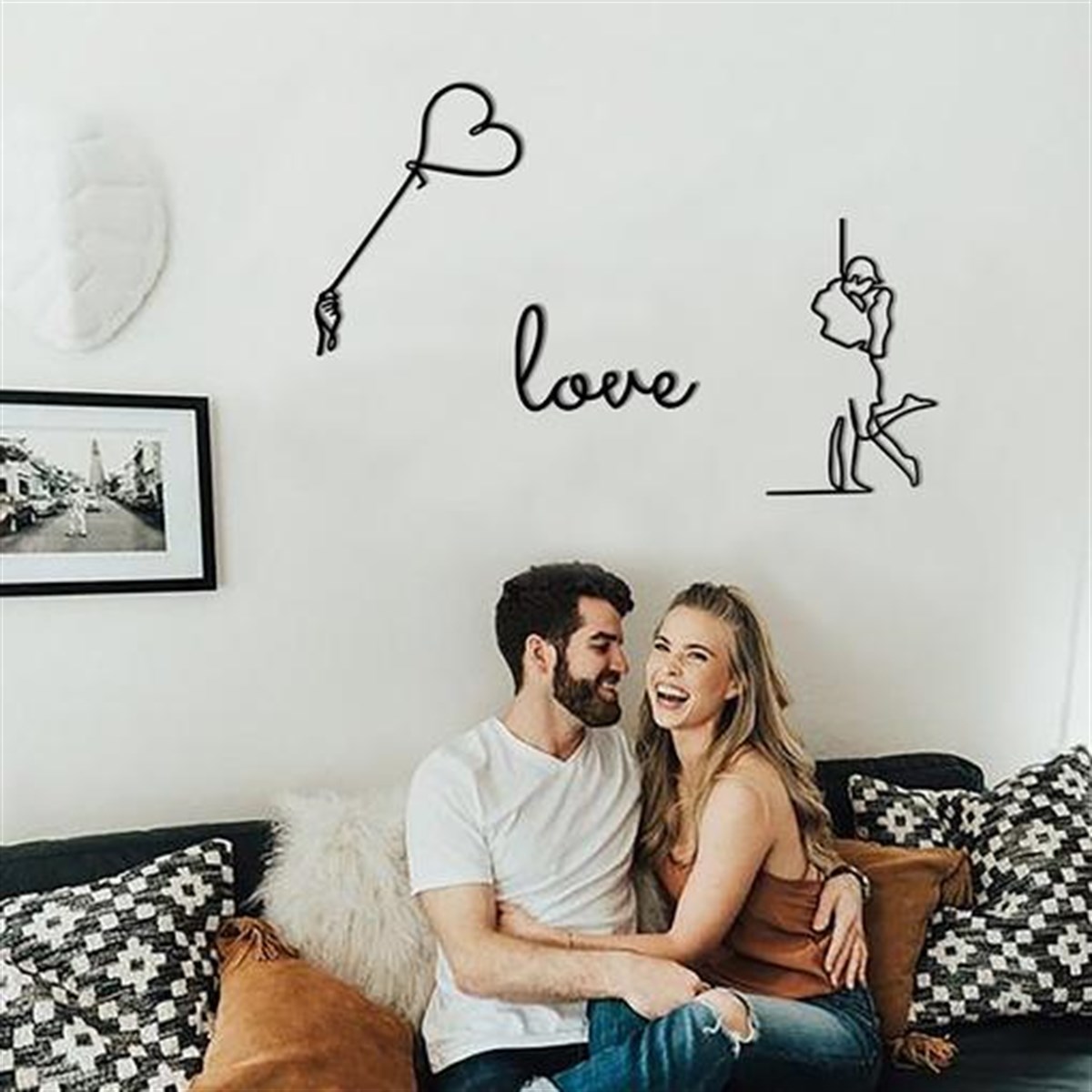 Amour Décoration Murale en Métal