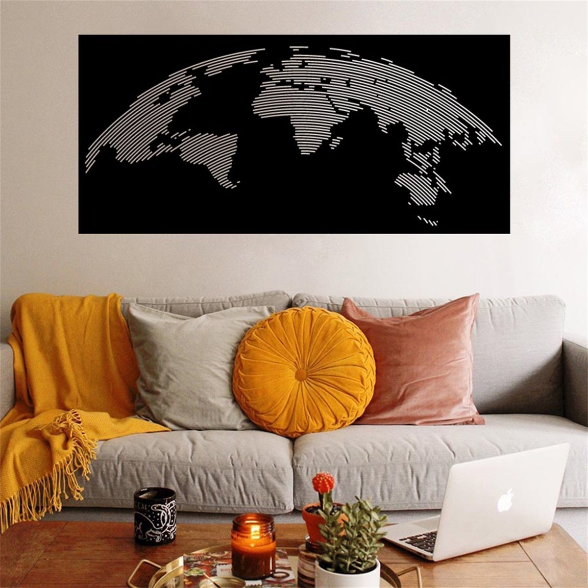 Carte Du Monde-3 Décoration Murale Metallique