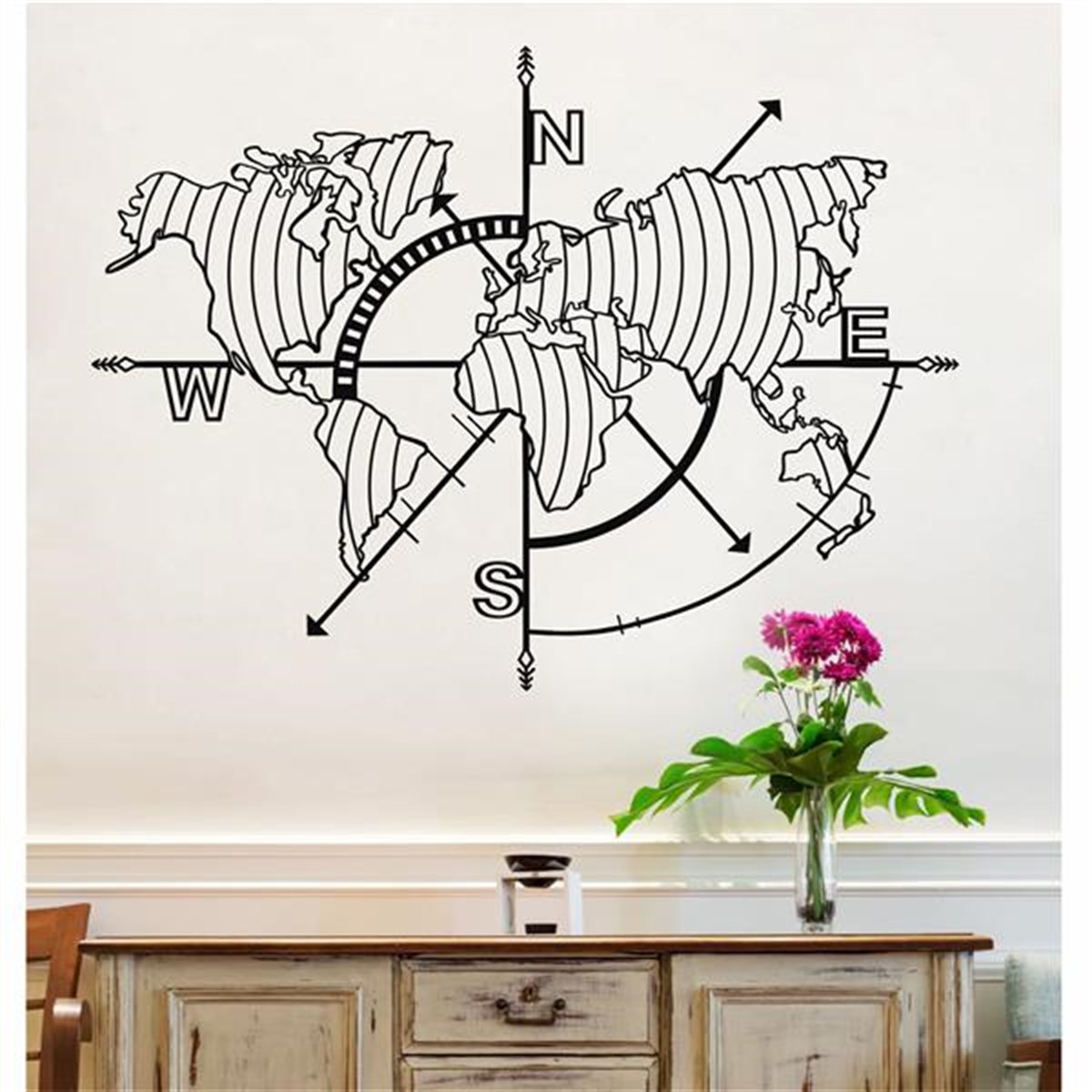 Carte du Monde Décoration Murale en Métal