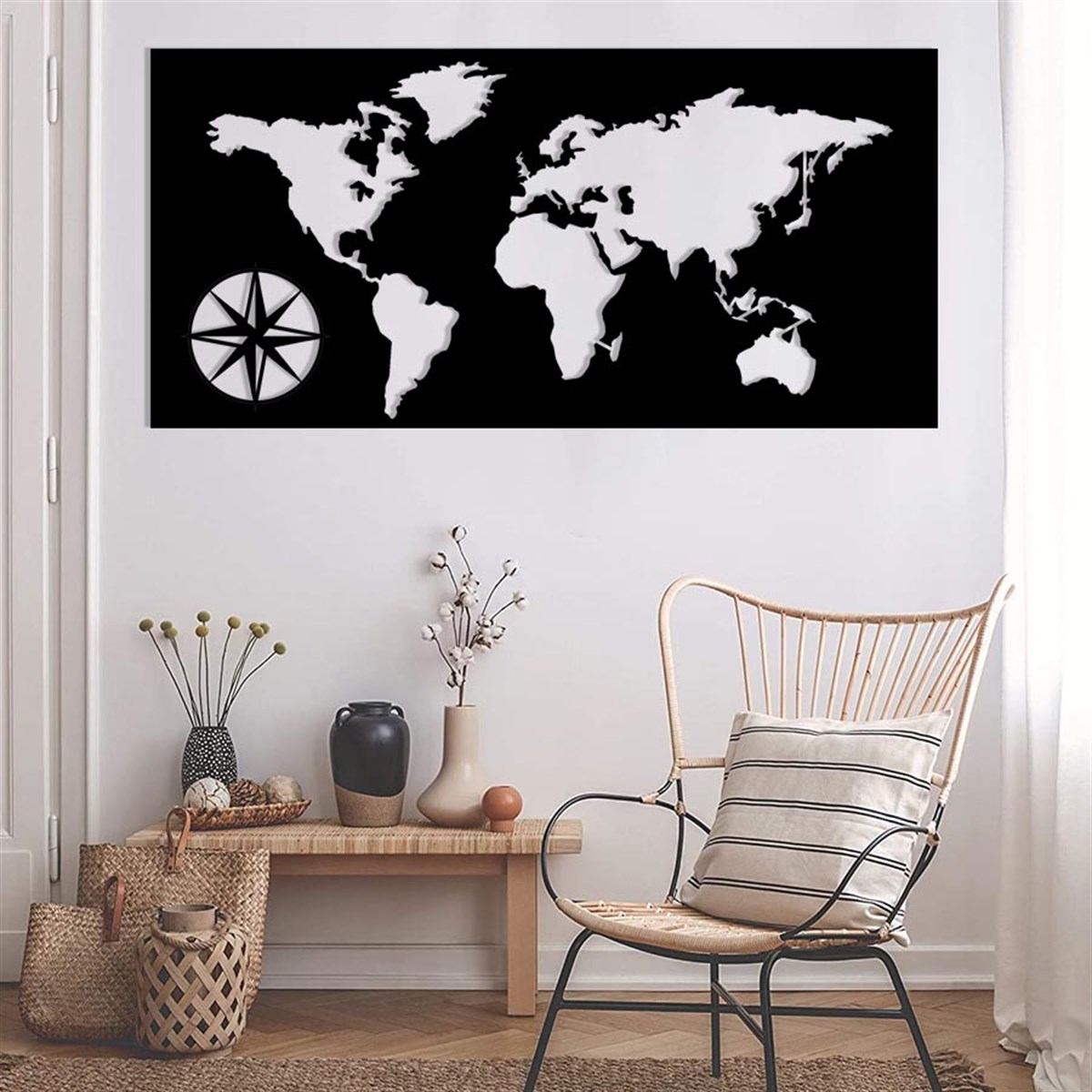 Carte Du Monde Décoration Murale Metallique