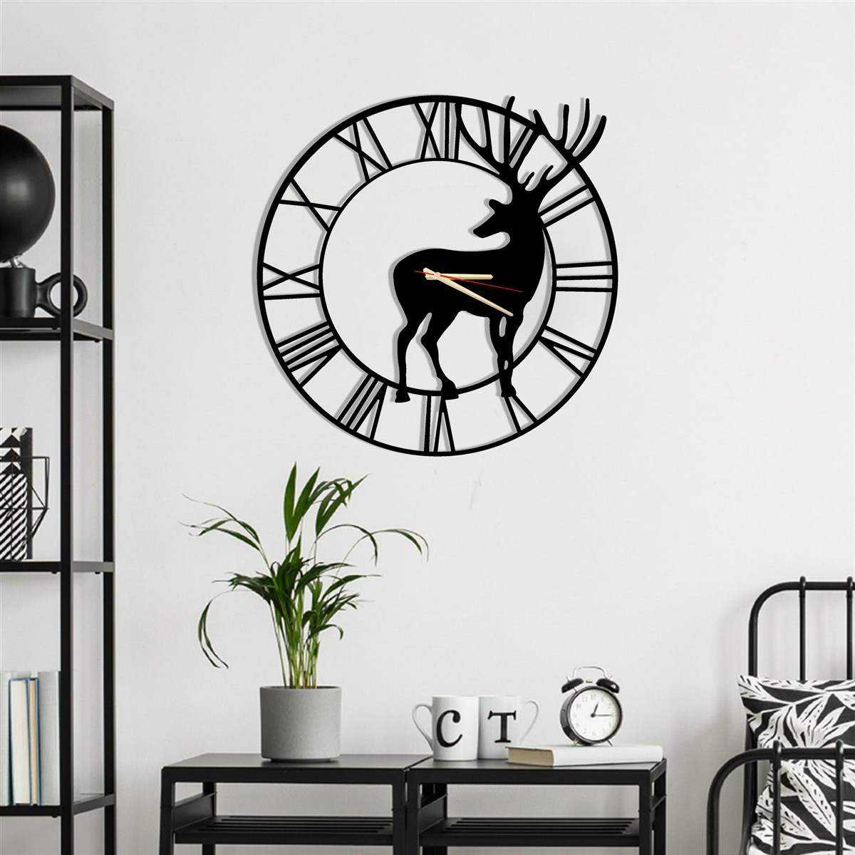 Cerf Horloge Murale