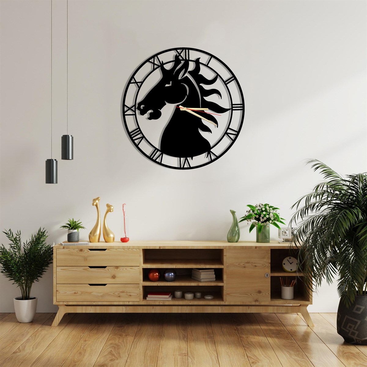 Cheval Horloge Murale