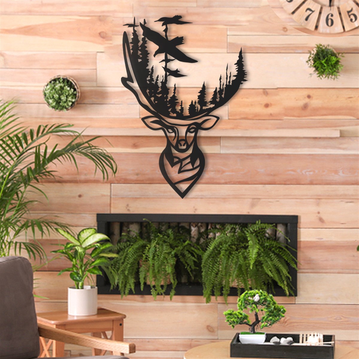 Deer Forest Décoration Murale en Métal
