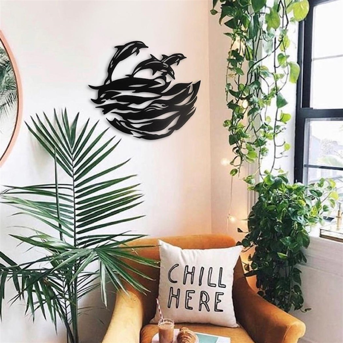 Dolphins Décoration Murale en Métal