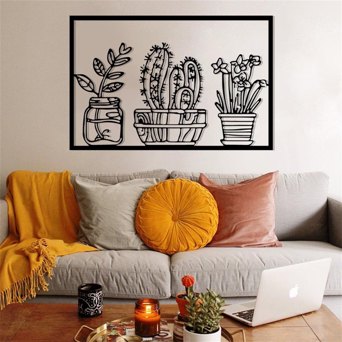 Ensemble de 3 cactus Décoration Murale Metallique