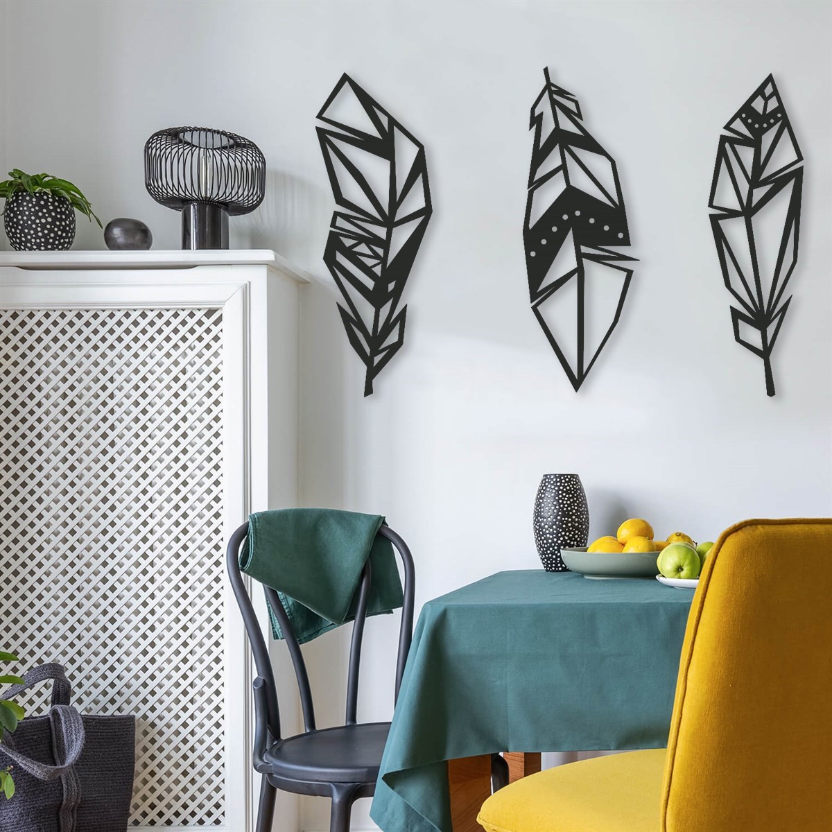 Feuilles Géométriques Décoration Murale Metallique