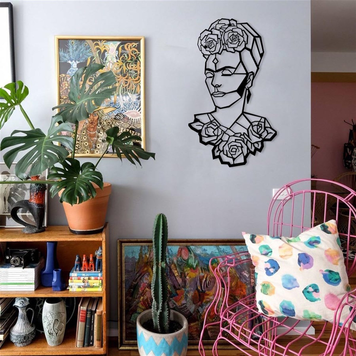 Frida Kahlo Portrait Décoration Murale Metallique