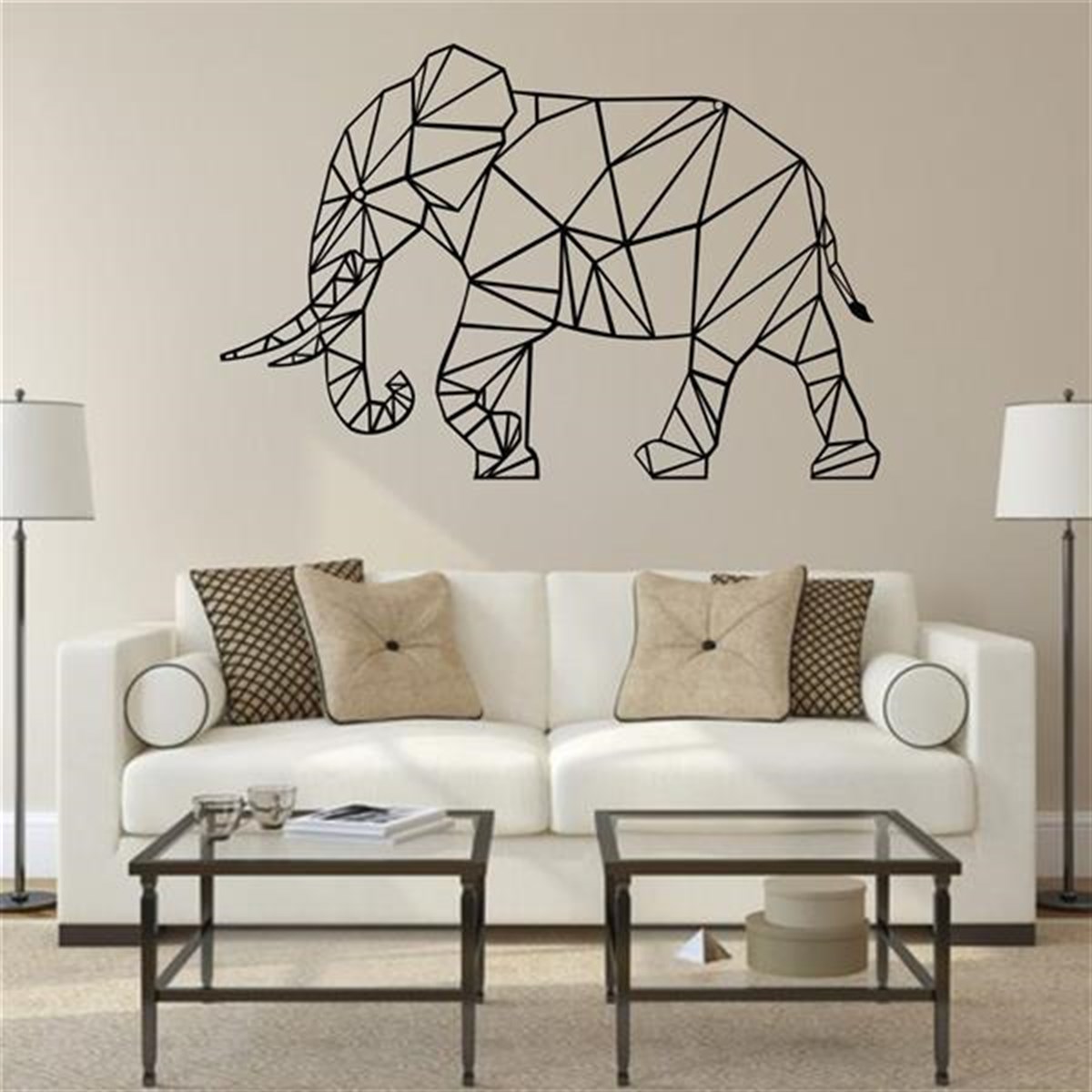 Geometric Elephant Murale en Métal