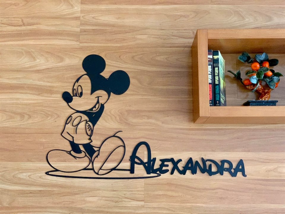 Kişiye Özel Mickey Mouse Metal Duvar Dekoru