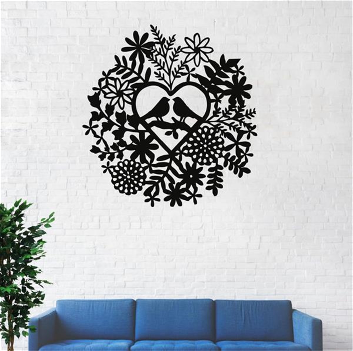 Love Birds Décoration Murale en Métal