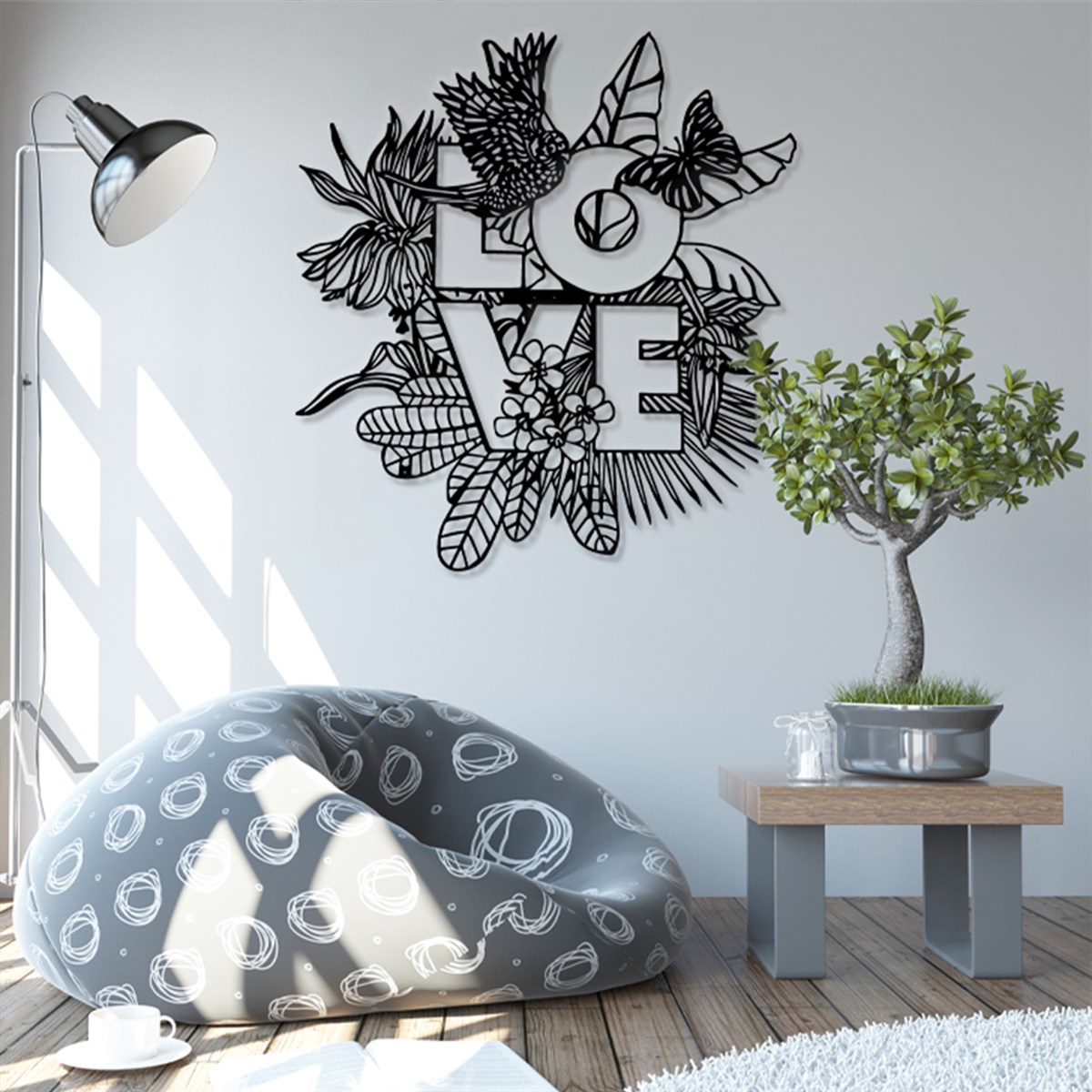 Love In The Jungle Décoration Murale en Métal