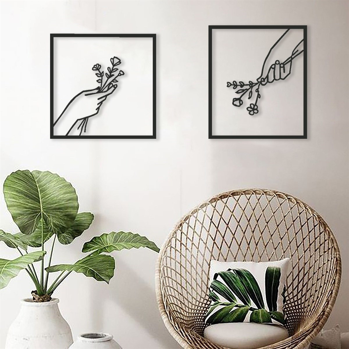 Minimalist Bouquets Décoration Murale Metallique